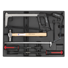 6pc Pry Bar, Hammer & Hacksaw Set with Tool Tray