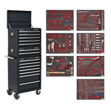 14 Drawer Tool Chest Combination with 446pc Tool Kit - Black