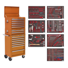 14 Drawer Tool Chest Combination with 446pc Tool Kit - Orange