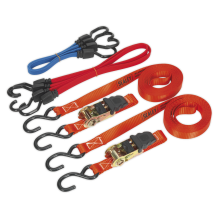 6pc Ratchet Strap & Flat Bungee Cord Set