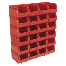 Plastic Storage Bin 150 x 240 x 130mm - Red - Pack of 24