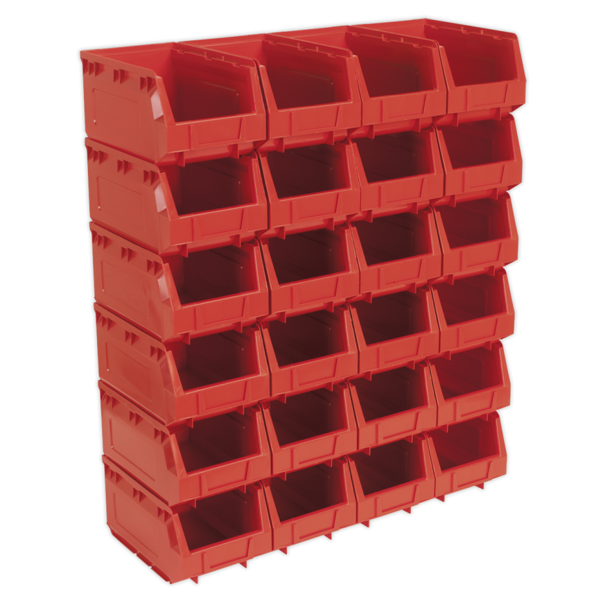 Plastic Storage Bin 150 x 240 x 130mm - Red - Pack of 24