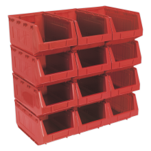 Plastic Storage Bin 210 x 355 x 165mm - Red - Pack of 12