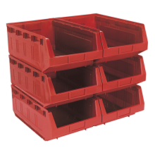 310 x 500 x 190mm Plastic Storage Bin - Red - Pack of 6