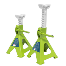 Ratchet Type Axle Stands (Pair) 2 Tonne Capacity per Stand - Hi-Vis Green