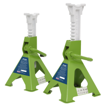 Ratchet Type Axle Stands (Pair) 3 Tonne Capacity per Stand - Hi-Vis Green