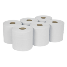 150m White Embossed 2-Ply Paper Roll - Pack of 6