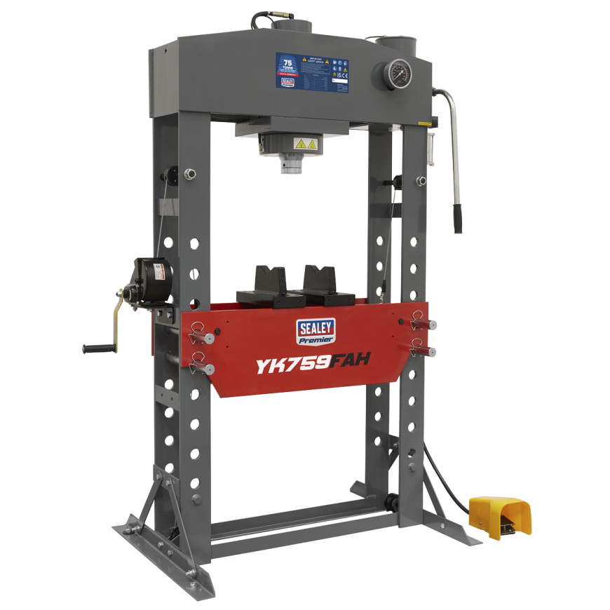 75 Tonne Premier Heavy-Duty Floor Type Air/Hydraulic Press with Foot Pedal